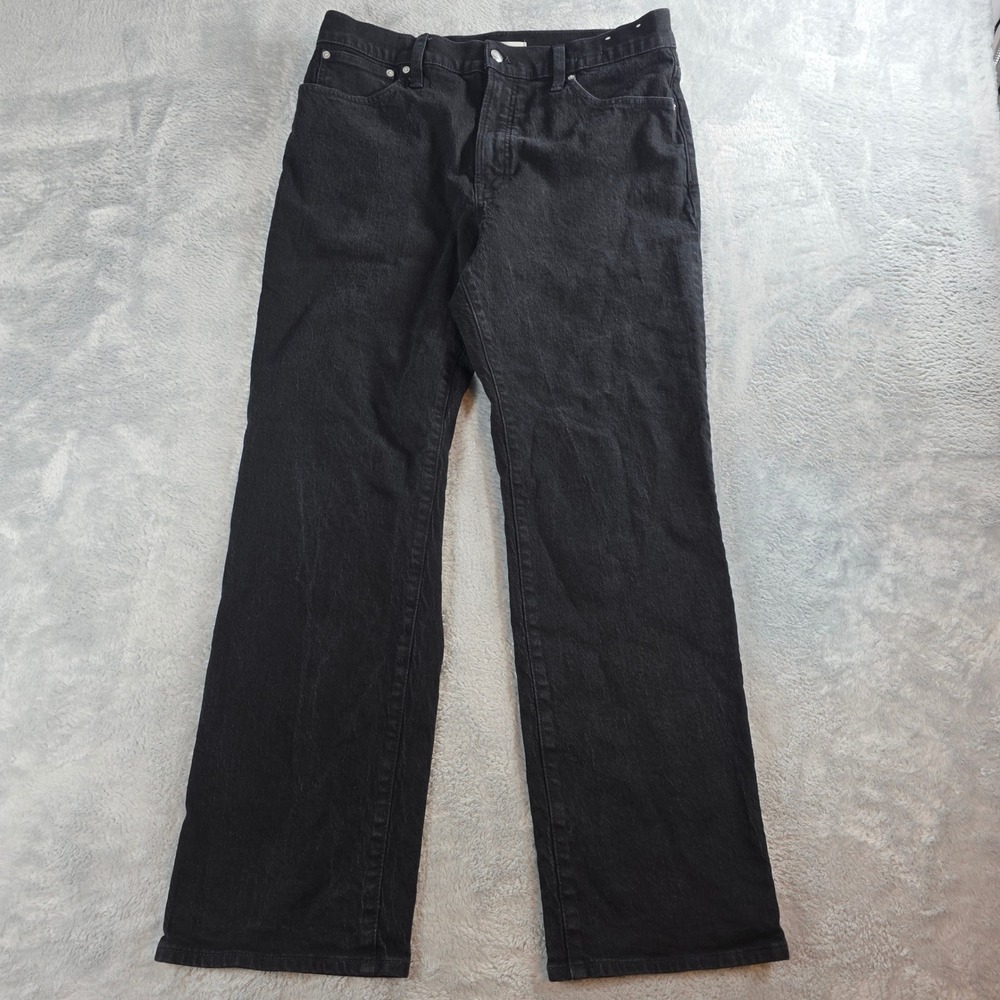 Madewell Womens 30 Black The Longline Straight Jean NW253 High Rise Stretch
